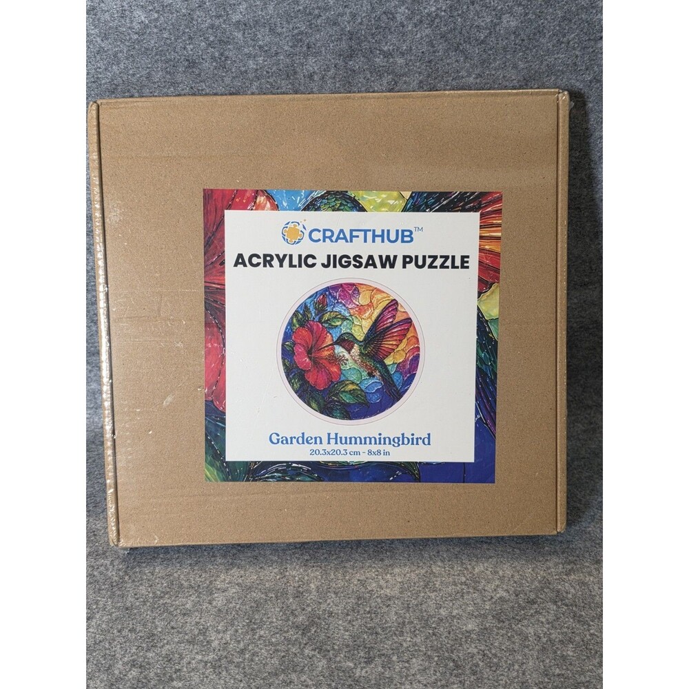 Crafthub Garden Hummingbird Acrylic Jigsaw Puzzle 8x8 Colorful Floral